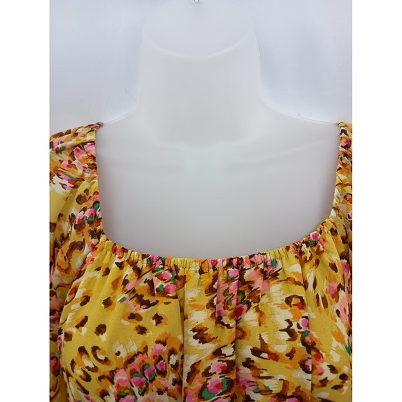 DR2 boho animal floral print vacation casual hippie balloon long sleeve S - Picture 6 of 8